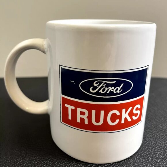 Ford Trucks White Ceramic Coffee Cup Semi Truck Mug - Picture 1 of 5